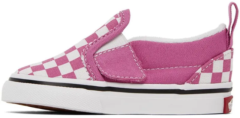 Vans Baby Pink & White Checkerboard Slip-On V Sneakers (VN000UBSYOL)