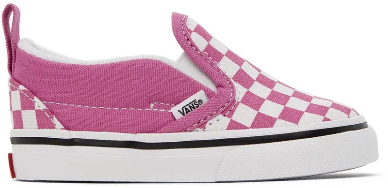 Vans Baby Pink & White Checkerboard Slip-On V Sneakers (VN000UBSYOL)