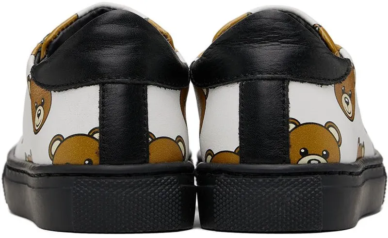 Moschino Baby White Teddy Print Sneakers (71683)