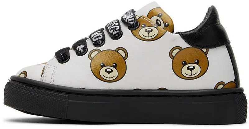 Moschino Baby White Teddy Print Sneakers (71683)