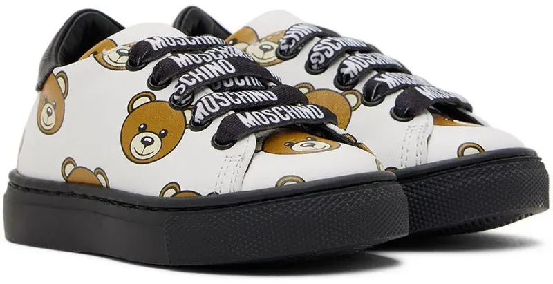 Moschino Baby White Teddy Print Sneakers (71683)
