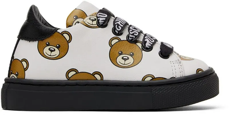 Moschino Baby White Teddy Print Sneakers (71683)