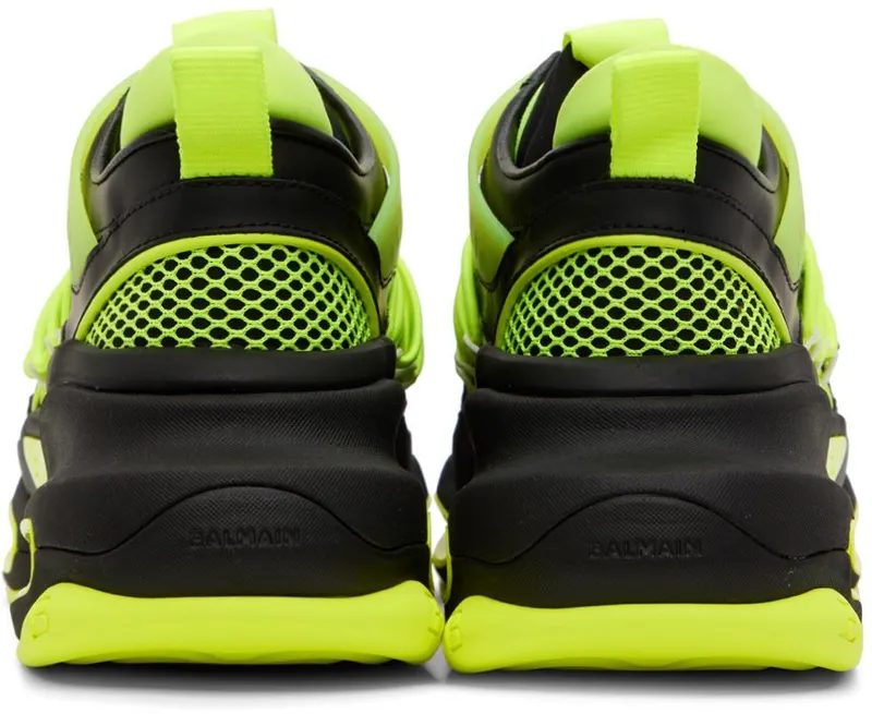 Balmain Black & Green B-Bold Low-Top Sneakers (YM1VJ307TNRH)