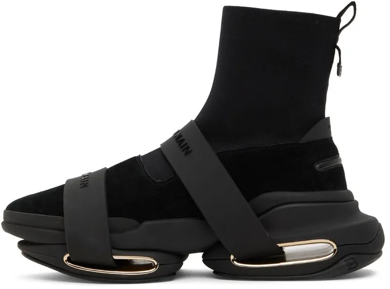 Balmain Black B-Bold High-Top Sneakers (YM1VH229TKSE)