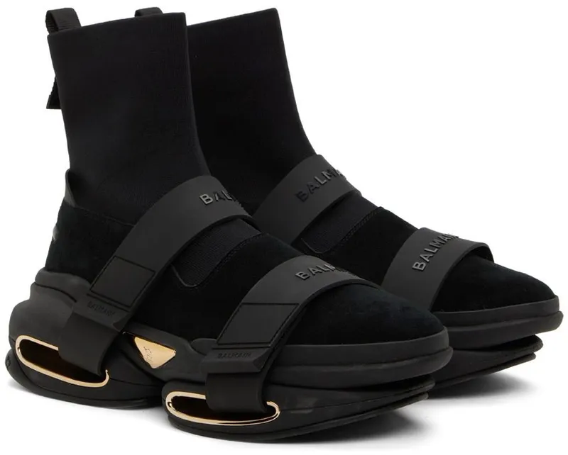 Balmain Black B-Bold High-Top Sneakers (YM1VH229TKSE)
