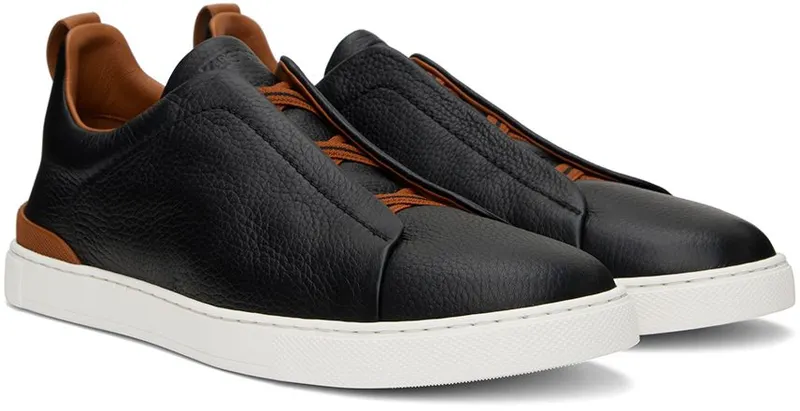 ZEGNA Black Triple Stitch™ Low-Top Sneakers (LHCVO-S4667Z)