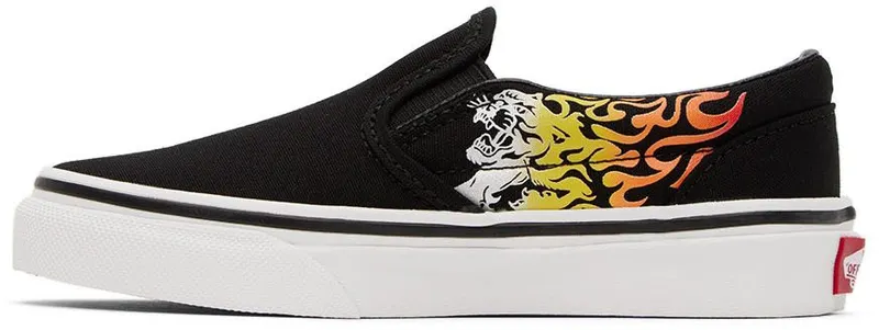 Vans Kids Black & Red Classic Slip-On Little Kids Sneakers (VN0A5KXMYHU)