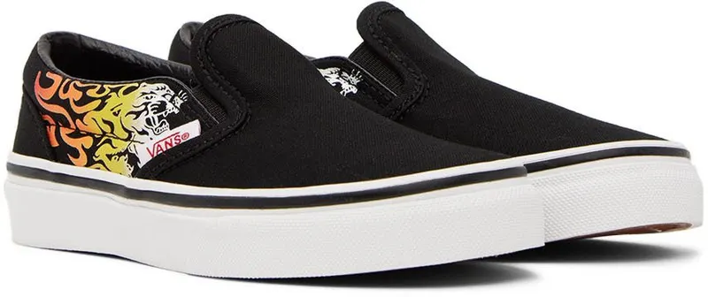 Vans Kids Black & Red Classic Slip-On Little Kids Sneakers (VN0A5KXMYHU)