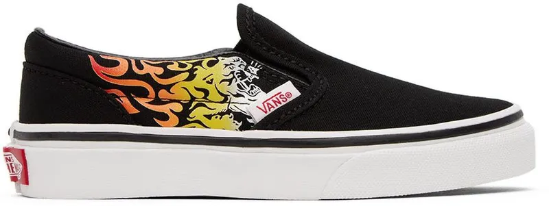 Vans Kids Black & Red Classic Slip-On Little Kids Sneakers (VN0A5KXMYHU)