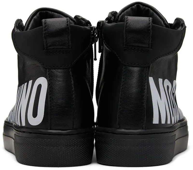 Moschino Kids Black Leather High Sneakers (71768)