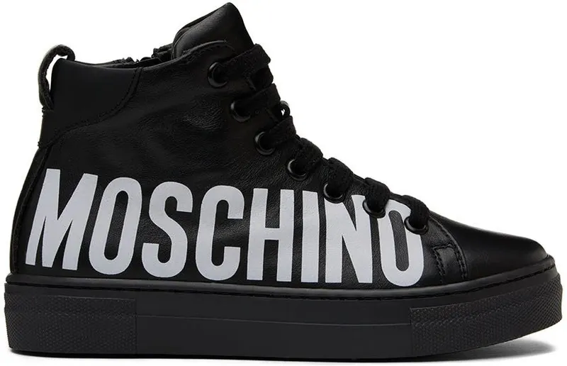 Moschino Kids Black Leather High Sneakers (71768)