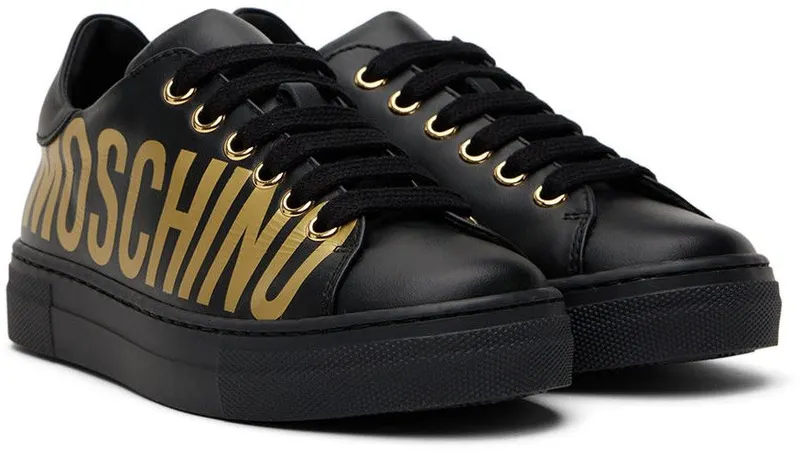 Moschino Kids Black Leather Sneakers (71766)