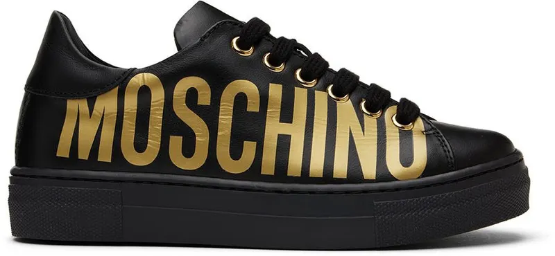 Moschino Kids Black Leather Sneakers (71766)