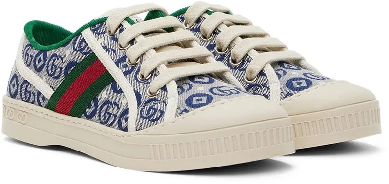 Gucci Kids Blue Web Tennis 1977 Sneakers (682230 U4G50)