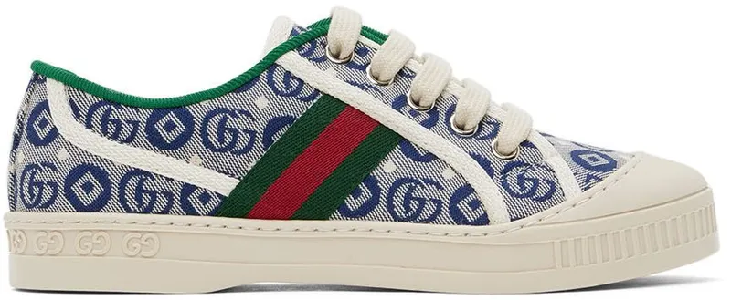 Gucci Kids Blue Web Tennis 1977 Sneakers (682230 U4G50)