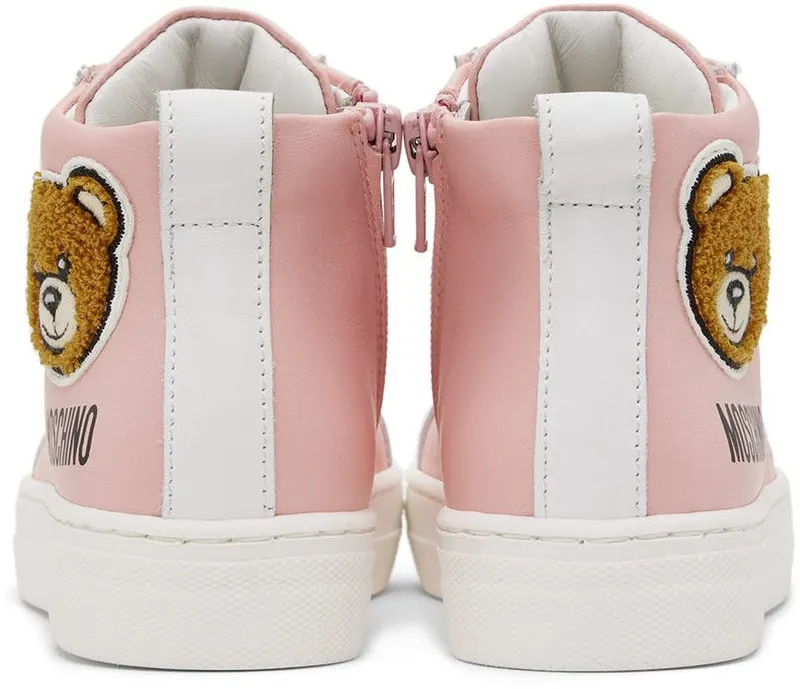 Moschino Kids Pink Teddy High Sneakers (71781)