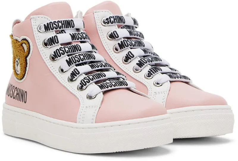 Moschino Kids Pink Teddy High Sneakers (71781)