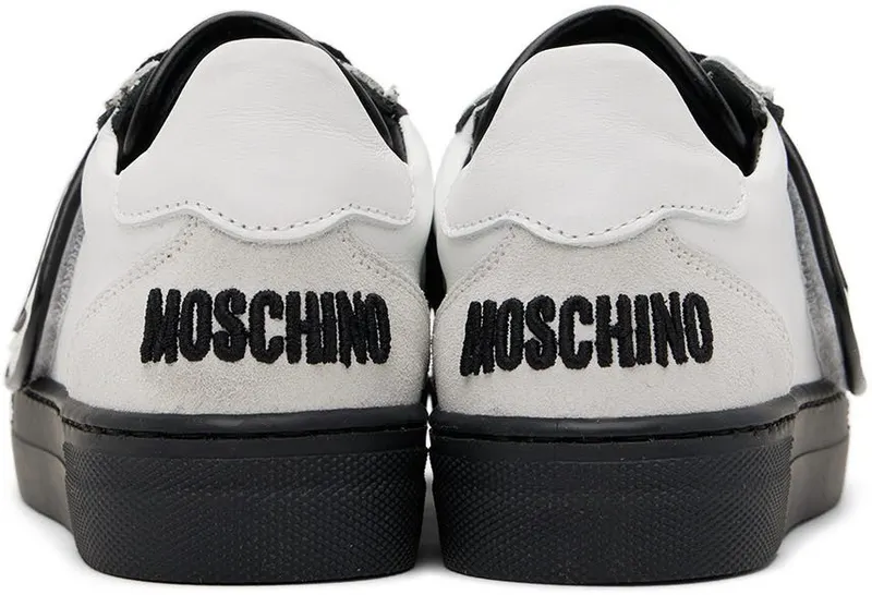 Moschino Kids White & Black Leather Sneakers (71800)