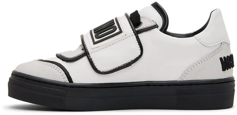 Moschino Kids White & Black Leather Sneakers (71800)