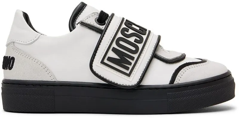 Moschino Kids White & Black Leather Sneakers (71800)