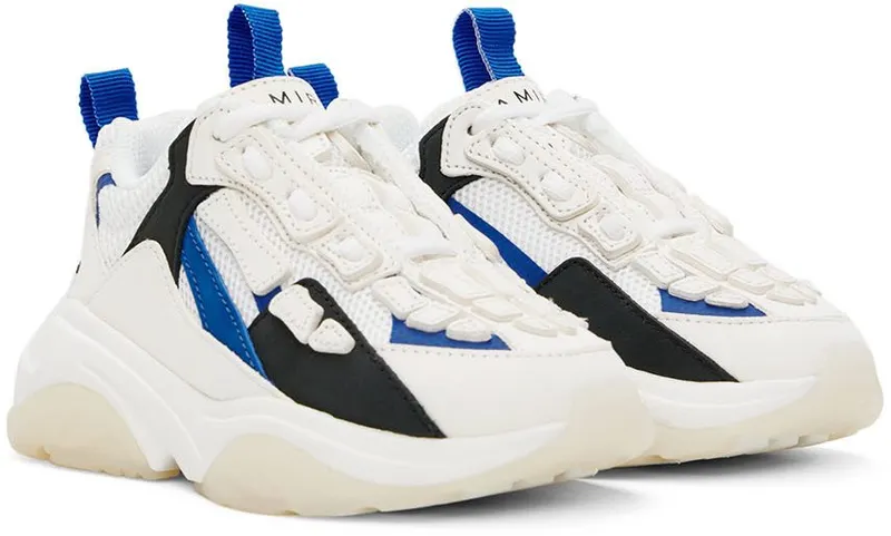 AMIRI Kids White & Blue Bone Runner Sneakers (PF22KFS001-123)
