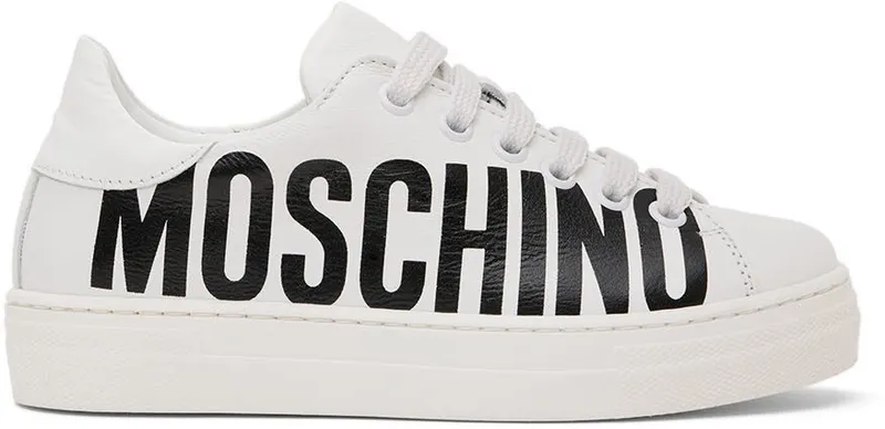 Moschino Kids White Leather Sneakers (71765)