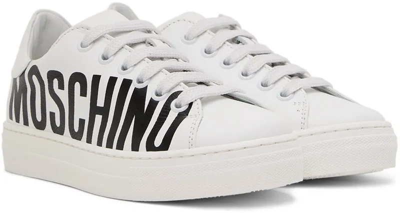Moschino Kids White Leather Sneakers (71765)