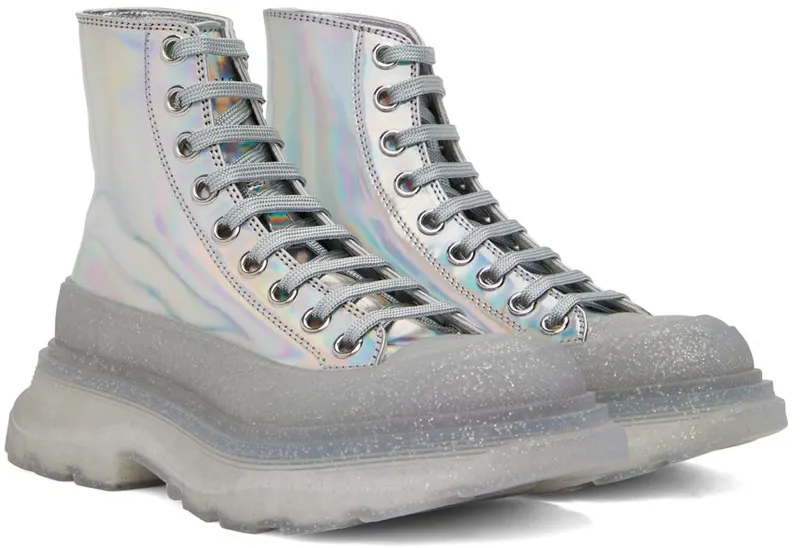 Alexander McQueen Silver Tread Slick High Sneakers (697088W4T71)