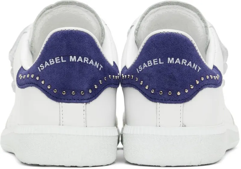 Isabel Marant White & Indigo Studded Beth Sneakers (22EBK0031-22E022S)