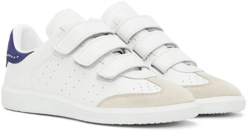 Isabel Marant White & Indigo Studded Beth Sneakers (22EBK0031-22E022S)