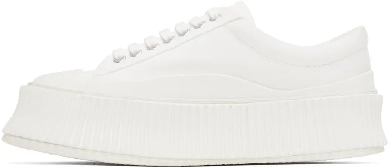 Jil Sander White Canvas Platform Sneakers (J32WS0018_P4868)