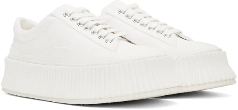 Jil Sander White Canvas Platform Sneakers (J32WS0018_P4868)