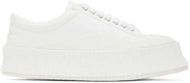 Jil Sander White Canvas Platform Sneakers (J32WS0018_P4868)