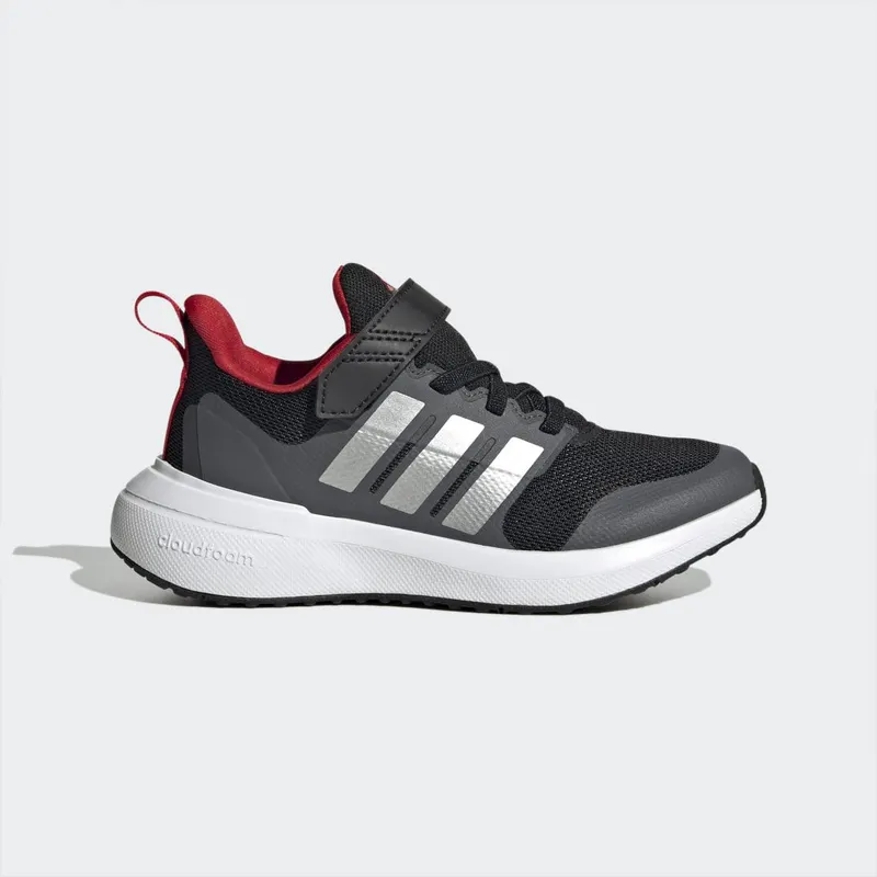 adidas FortaRun 2.0 Cloudfoam met Elastische Veters en Klittenband Core Black / Silver Metallic / Better Scarlet (HP5448)