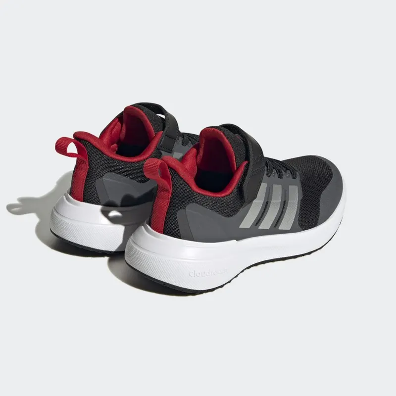 adidas FortaRun 2.0 Cloudfoam met Elastische Veters en Klittenband Core Black / Silver Metallic / Better Scarlet (HP5448)