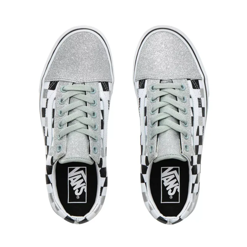 Vans Old Skool Glitter Checkerboard (W) Silver / True White-black (VN0A4BV5V3J)