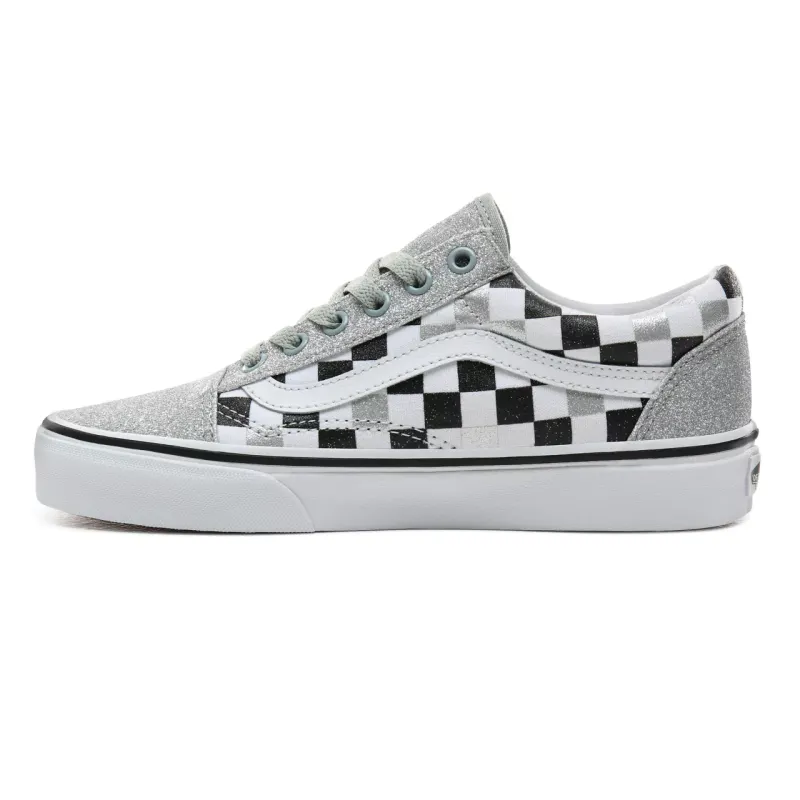 Vans Old Skool Glitter Checkerboard (W) Silver / True White-black (VN0A4BV5V3J)
