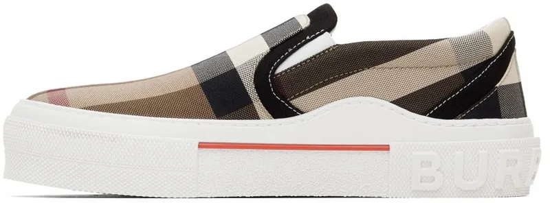 Burberry Beige Exaggerated Check Sneakers (8056762)