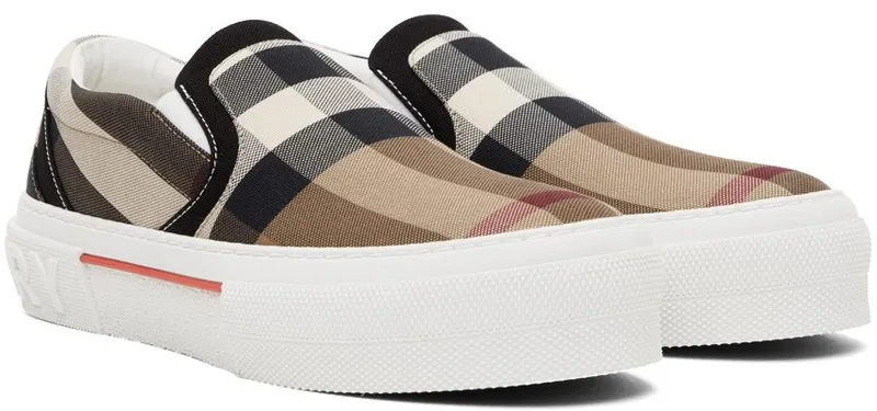 Burberry Beige Exaggerated Check Sneakers (8056762)