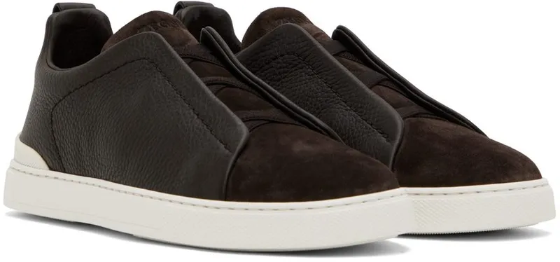 ZEGNA Brown Triple Stitch Sneakers (LHRHS-S4667Z)