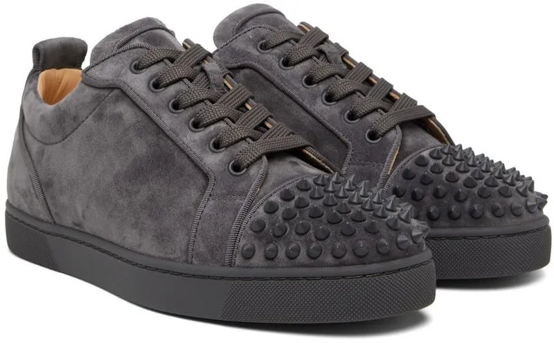 Christian Louboutin Gray Louis Junior Spikes Orlato Low-Top Sneakers (3160934)