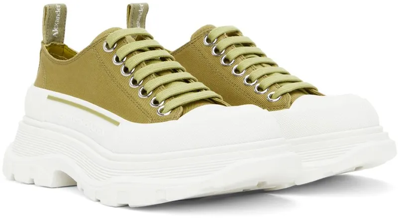 Alexander McQueen White & Pink Tread Slick Sneakers (697072W4U31)