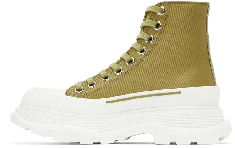 Alexander McQueen Green Tread Slick High Sneakers (697080W4U31)