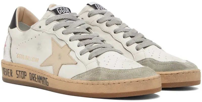 Golden Goose White & Gray Ball Star Sneakers (GMF00117.F002510.10640)