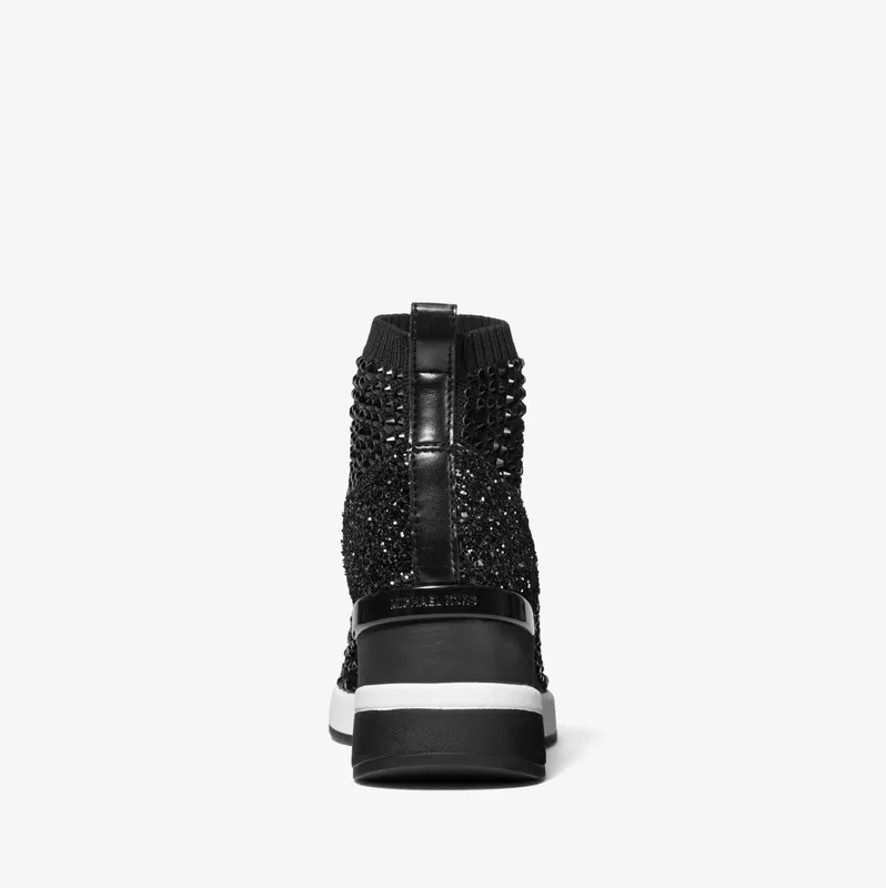 Michael Kors MK Skyler Crystal Embellished Stretch Knit Sock Trainers – Black (43F1SKFE8D-0001)