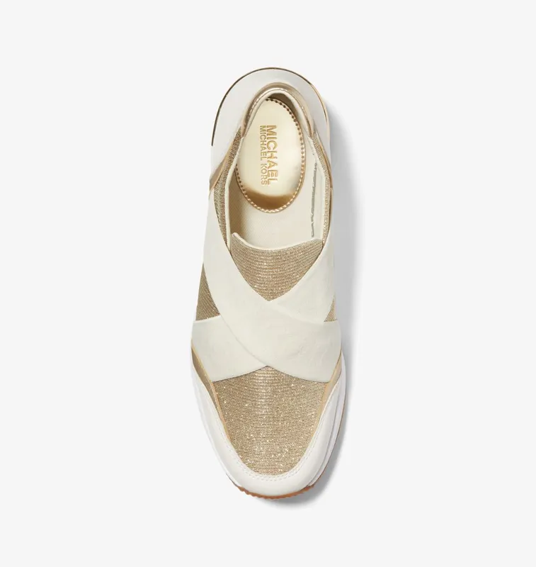 Michael Kors MK Geena Glitter Chain Mesh Slip-On Trainer – Pale Gold (43F2GNFP2D-0705)