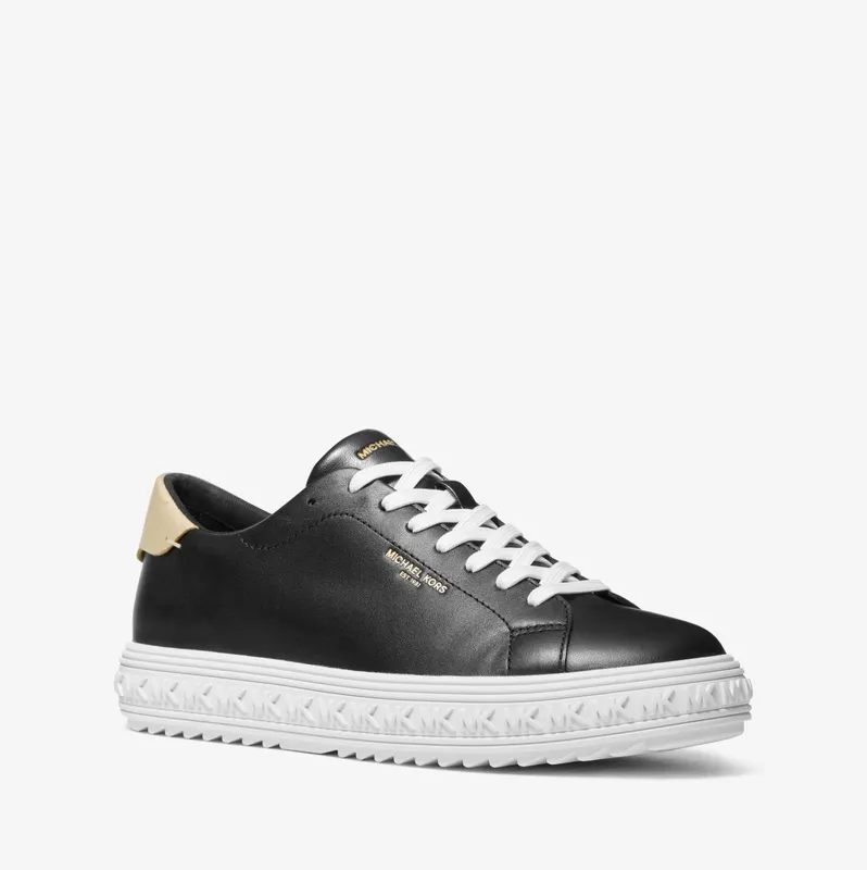 Michael Kors MK Grove Leather Trainers – Black (43F2GVFS6L-0001)