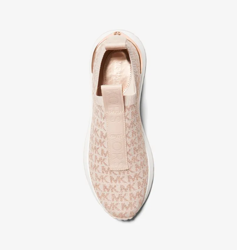 Michael Kors MK Bodie Metallic Logo Jacquard Slip-On Trainer – Soft Pink (43R3BDFP1Y-1663)