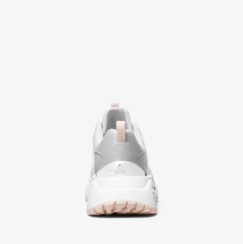 Michael Kors MK Dara Metallic Mixed-Media Trainer – Aluminum (43R3DRFS2D-1833)