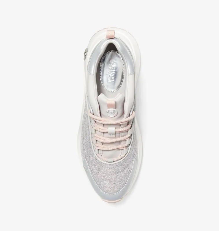 Michael Kors MK Dara Metallic Mixed-Media Trainer – Aluminum (43R3DRFS2D-1833)